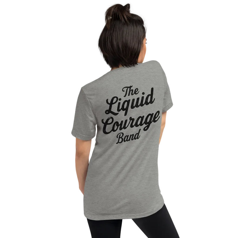 The Liquid Courage Band script logo tee in grey heather